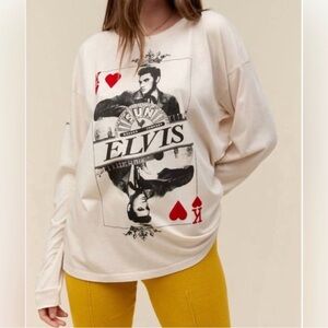 Daydreamer Elvis King Of Hearts Long Sleeve Tee Shirt Size Medium FP
